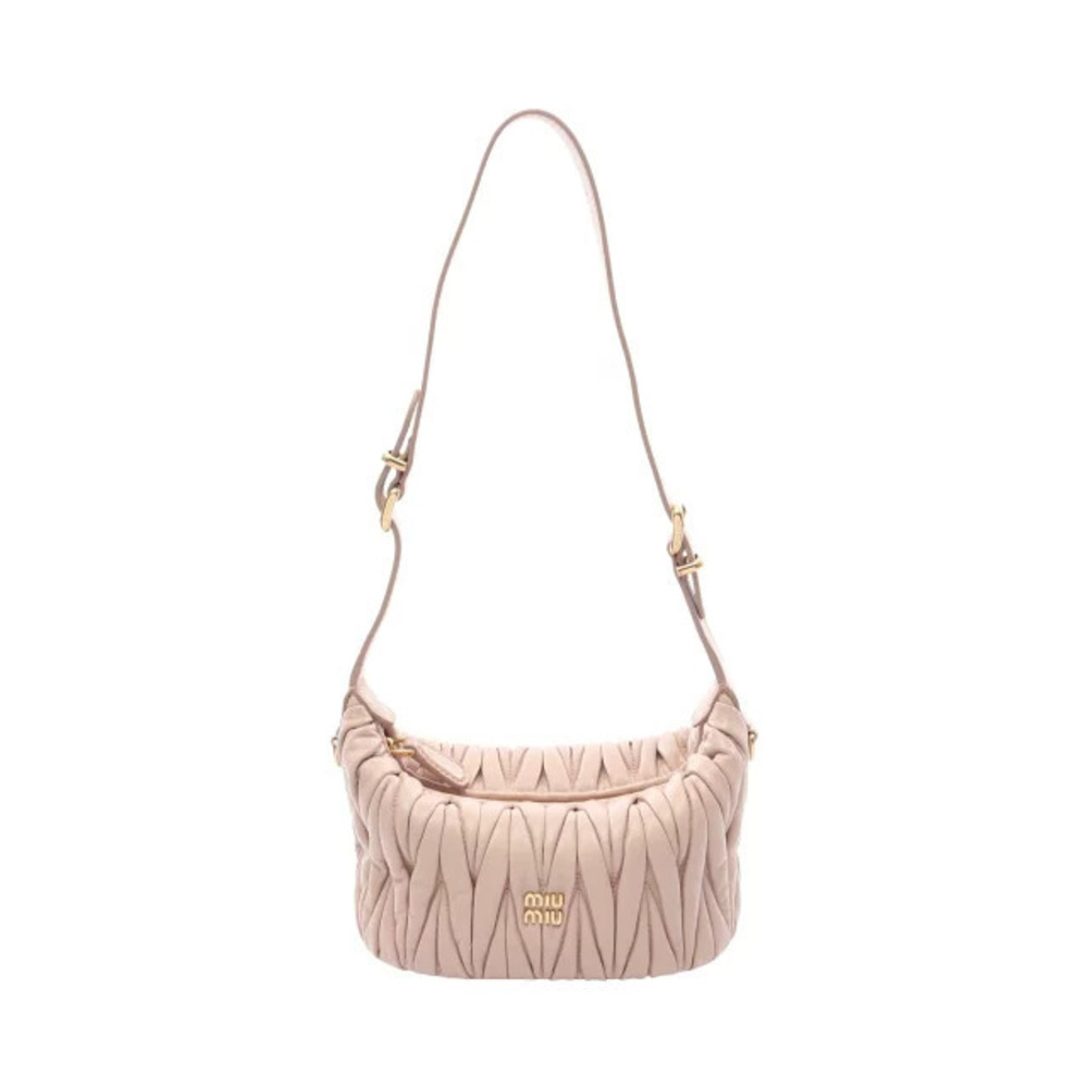 Miu Miu Matelasse Shoulder Bag Leather Pink